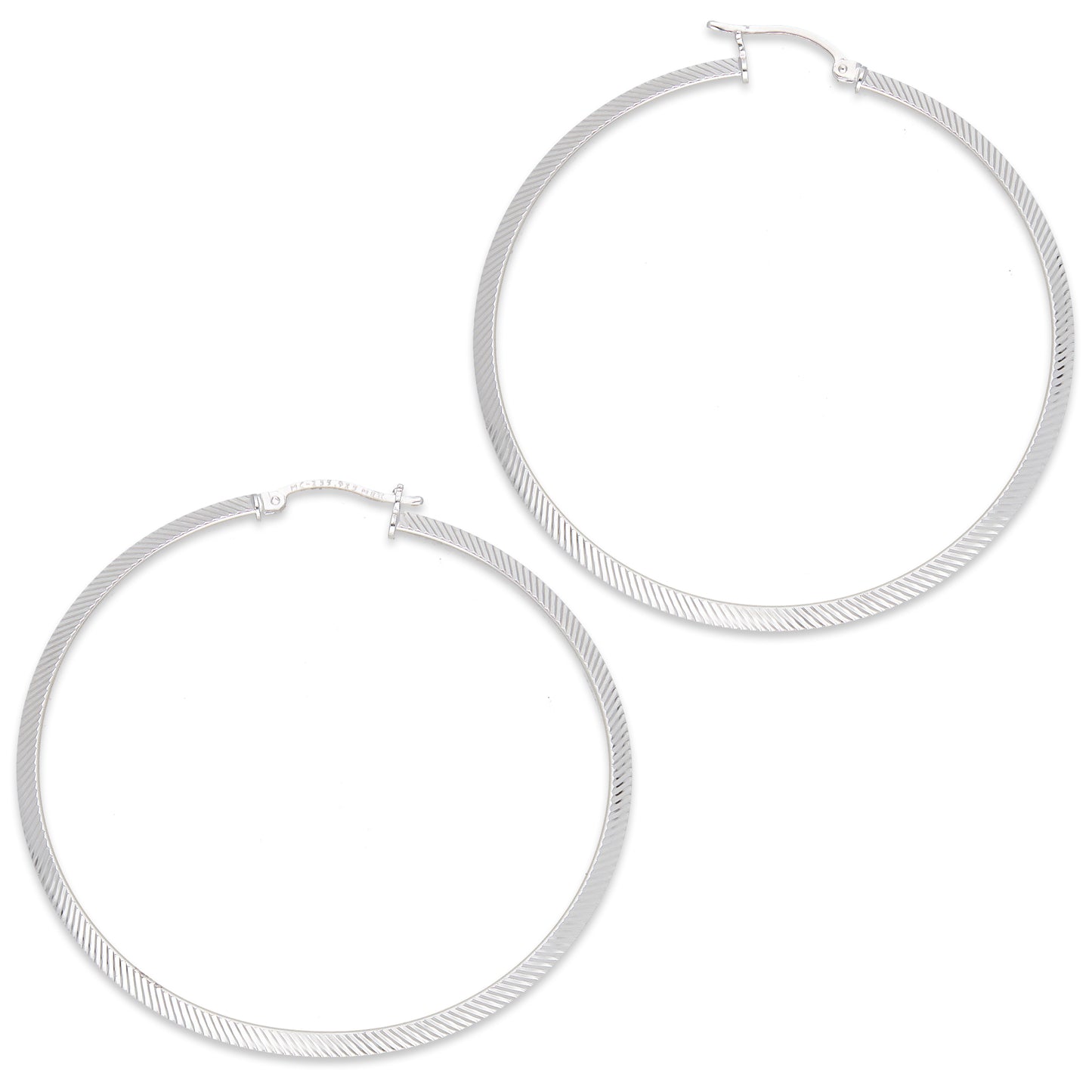 LPADI040 Arracada Diamantada Tubo Grueso Triangular Radial 3 mm 6 cm de Diámetro en Plata .925 5385002202