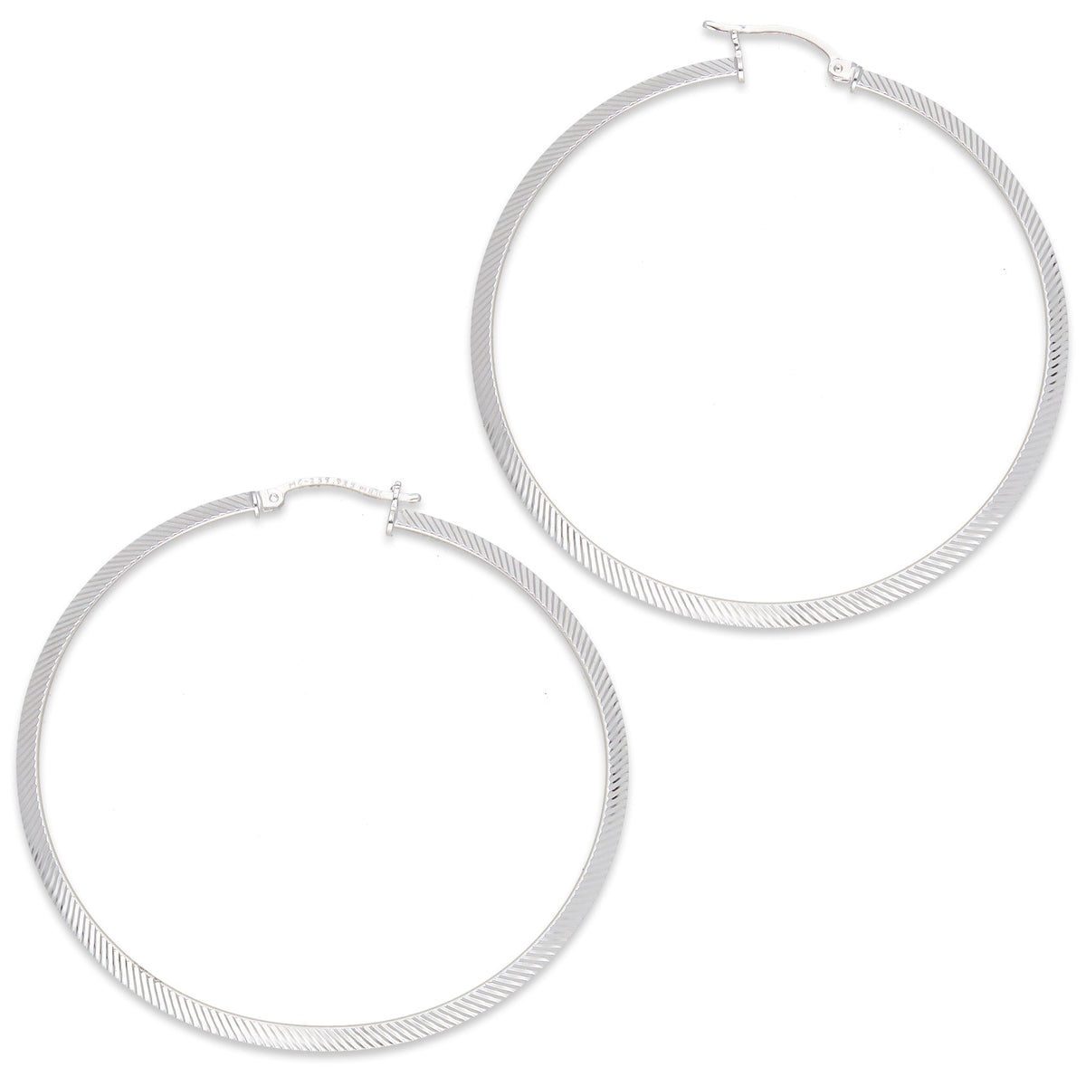 LPADI040 Arracada Diamantada Tubo Grueso Triangular Radial 3 mm 6 cm de Diámetro en Plata .925 5385002202