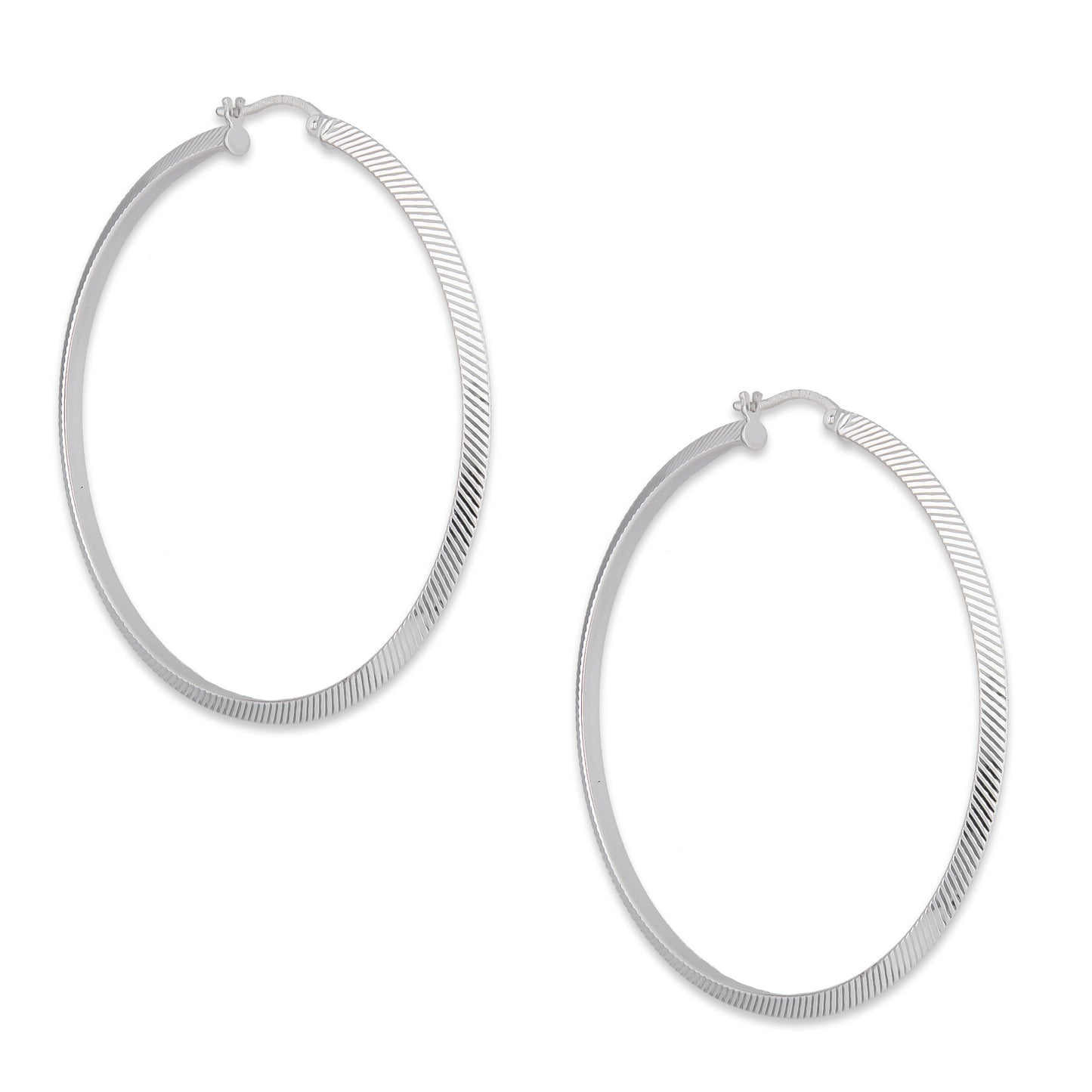 LPADI040 Arracada Diamantada Tubo Grueso Triangular Radial 3 mm 6 cm de Diámetro en Plata .925 5385002202