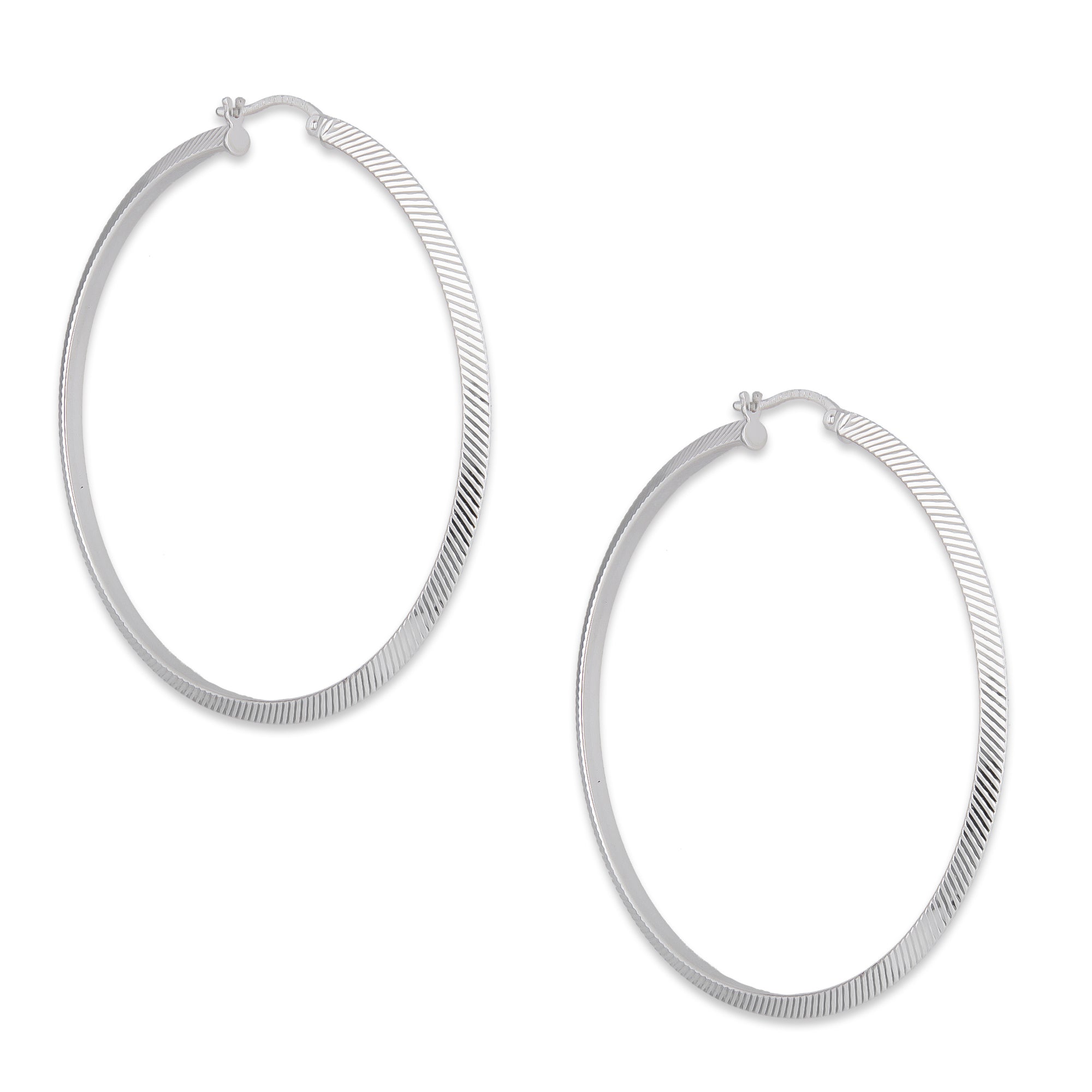 LPADI040 Arracada Diamantada Tubo Grueso Triangular Radial 3 mm 6 cm de Diámetro en Plata .925 5385002202
