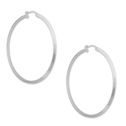 LPADI040 Arracada Diamantada Tubo Grueso Triangular Radial 3 mm 6 cm de Diámetro en Plata .925 5385002202