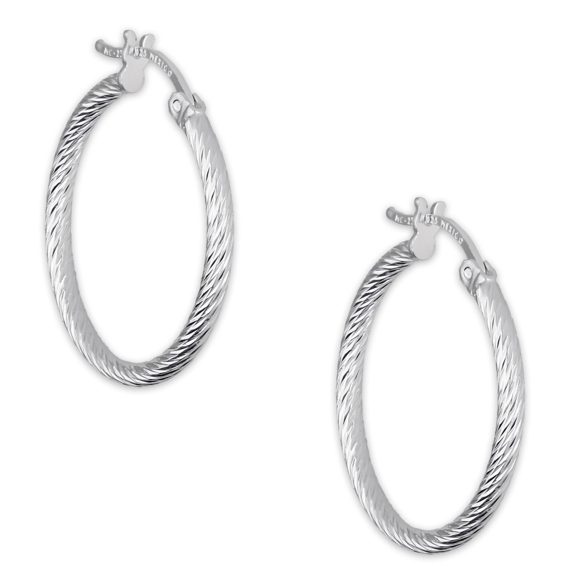 LPADI043 Arracada Diamantada Espiral 2.4 cm Tubo 2 mm en Plata .925 5576420876
