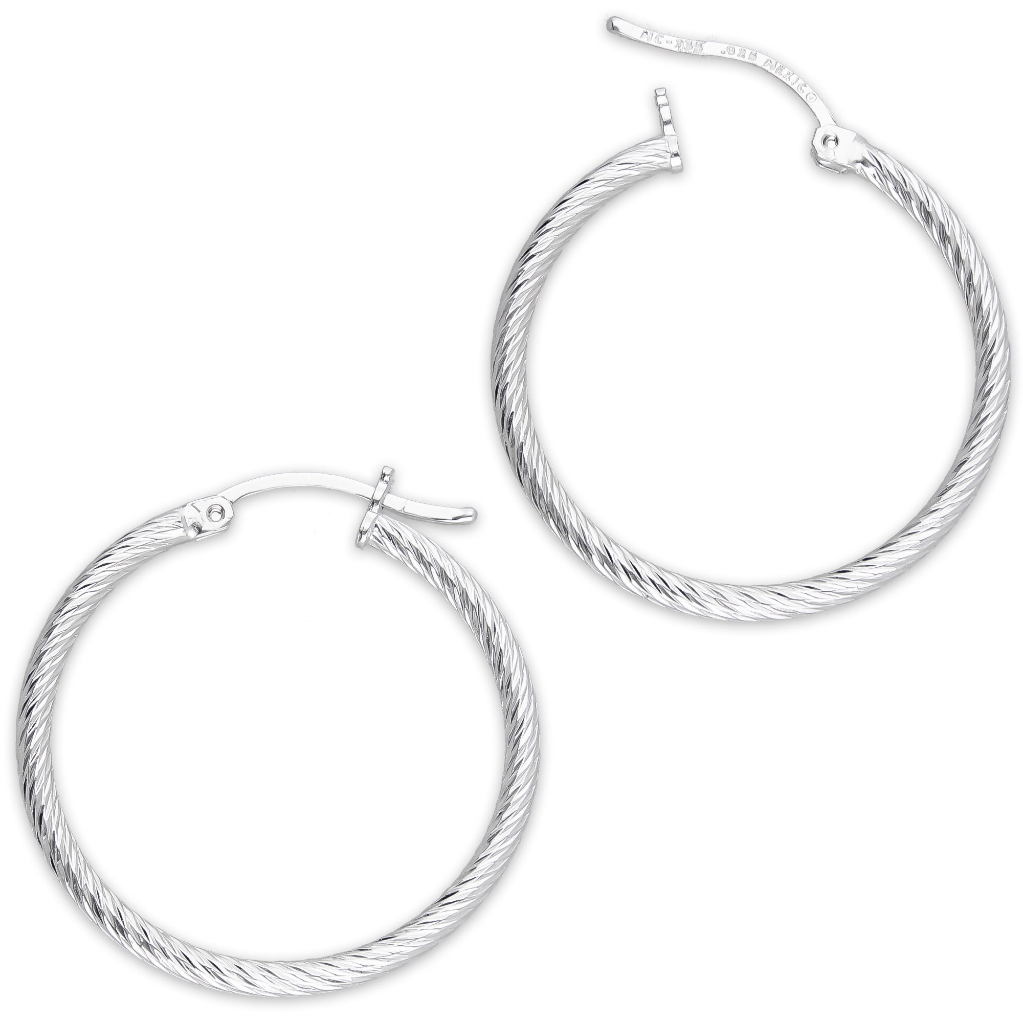 LPADI044 Arracada Diamantada Espiral 2.9 cm Tubo 2 mm en Plata .925 5576383606
