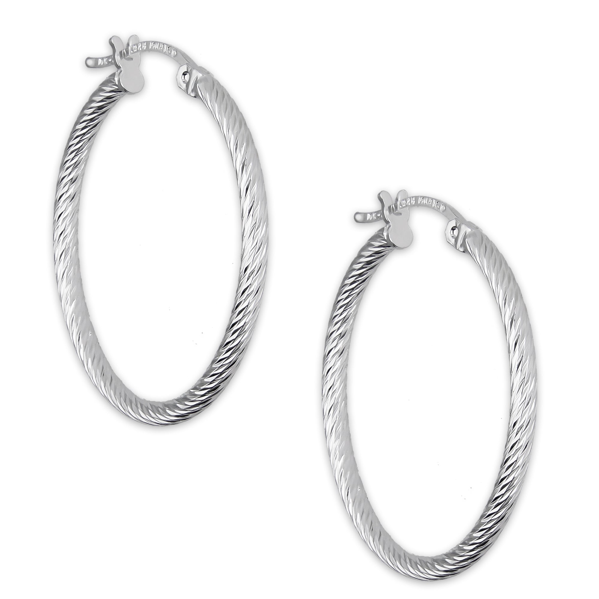 LPADI044 Arracada Diamantada Espiral 2.9 cm Tubo 2 mm en Plata .925 5576383606