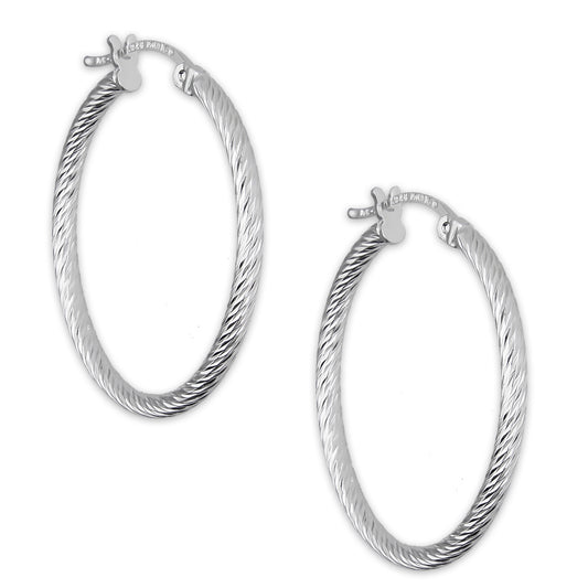 LPADI044 Arracada Diamantada Espiral 2.9 cm Tubo 2 mm en Plata .925 5576383606