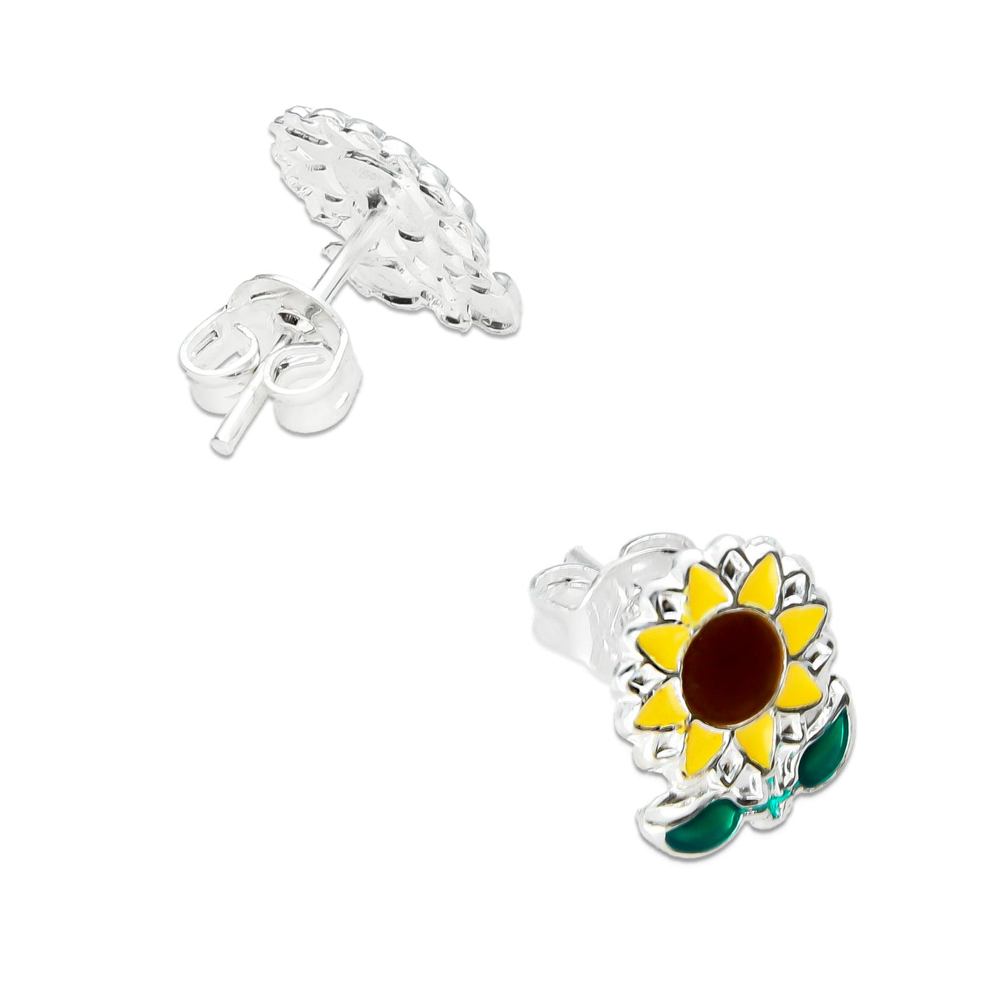 LPADJ001 Set De Aretes Y Dije Mod Girasoles Esmalte Plata .925 Taxco MLM894234648