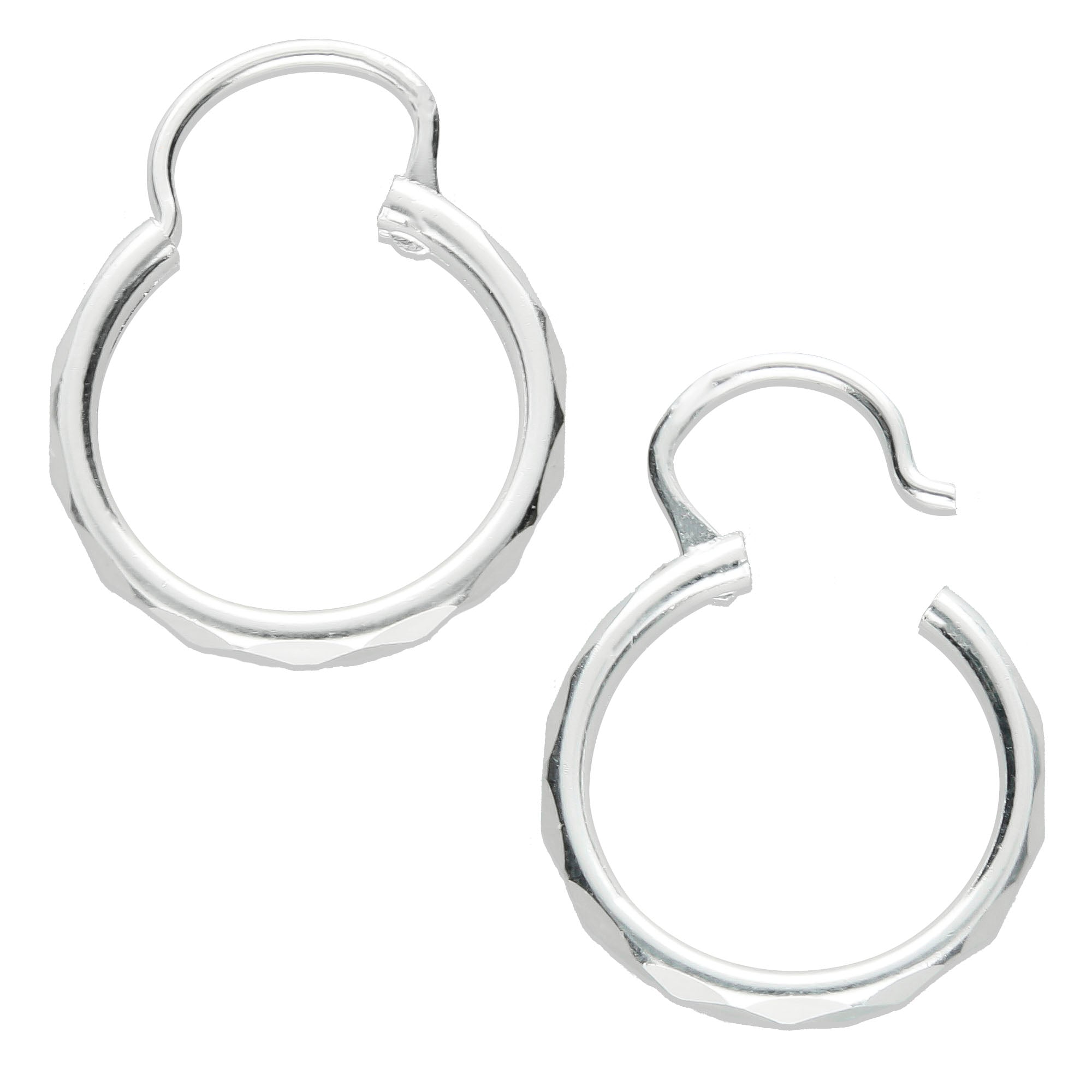 LPAF016 Arracada Facetada Plata .925 Tam 2 - 15 Mm Diámetro Taxco MLM918604249