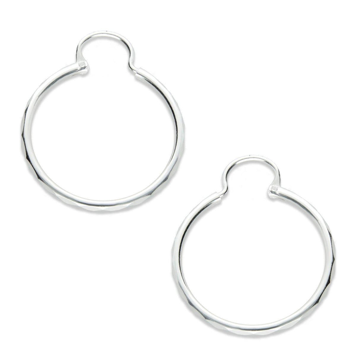 LPAF019 Arracada Facetada Plata .925 Tam 5 - 24 Mm Diámetro Taxco MLM918615309