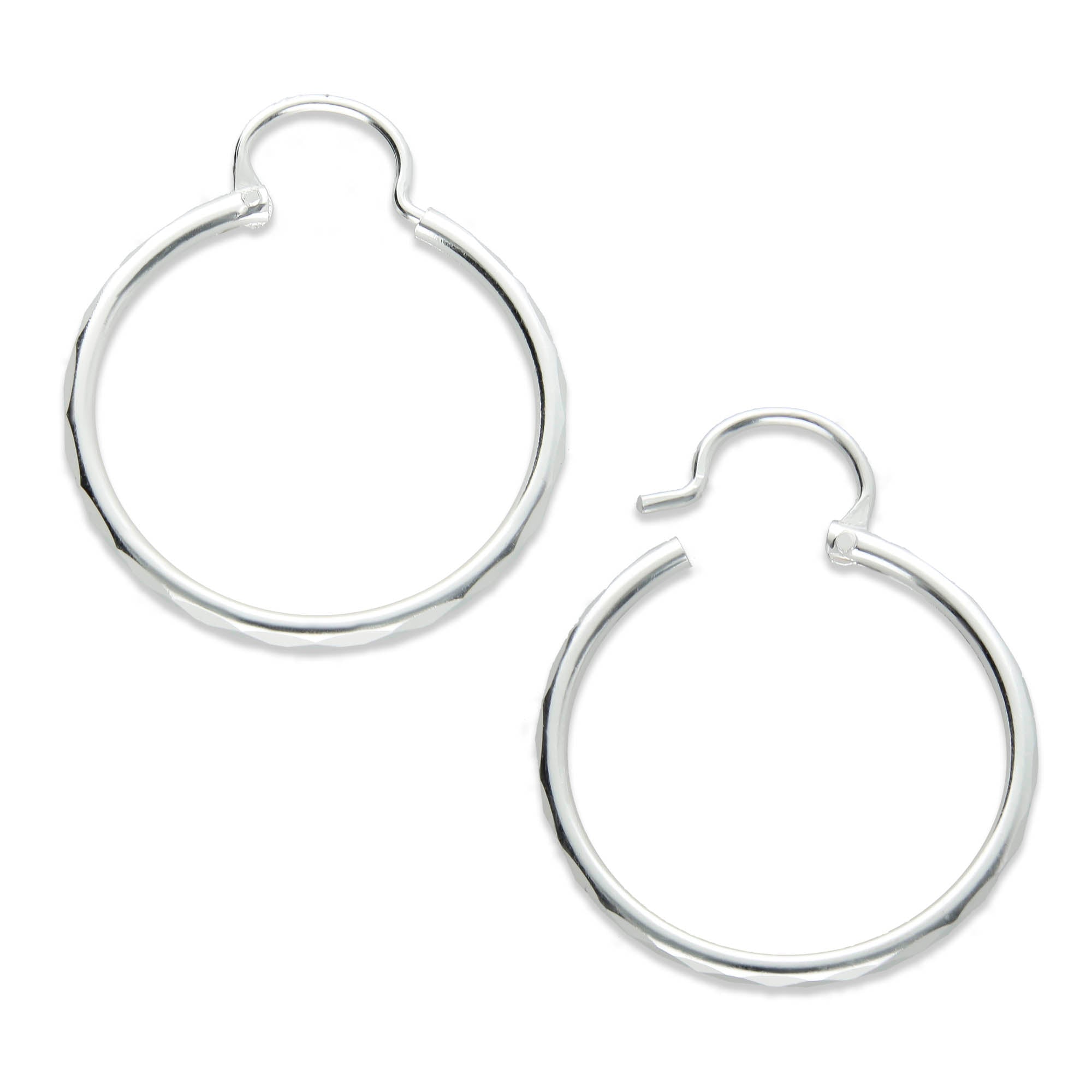 LPAF019 Arracada Facetada Plata .925 Tam 5 - 24 Mm Diámetro Taxco MLM918615309