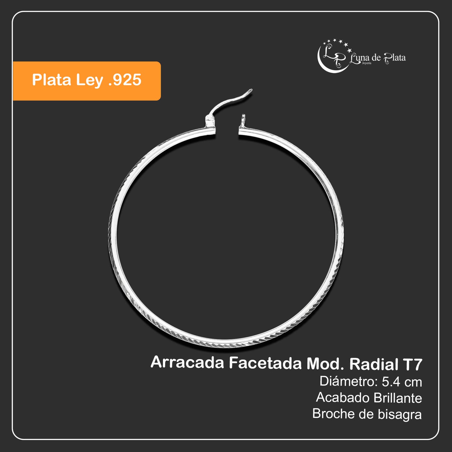 LPAF031 Arracada Facetada Mod. Radial T7 54 Mm Plata .925 Taxco MLM946347601