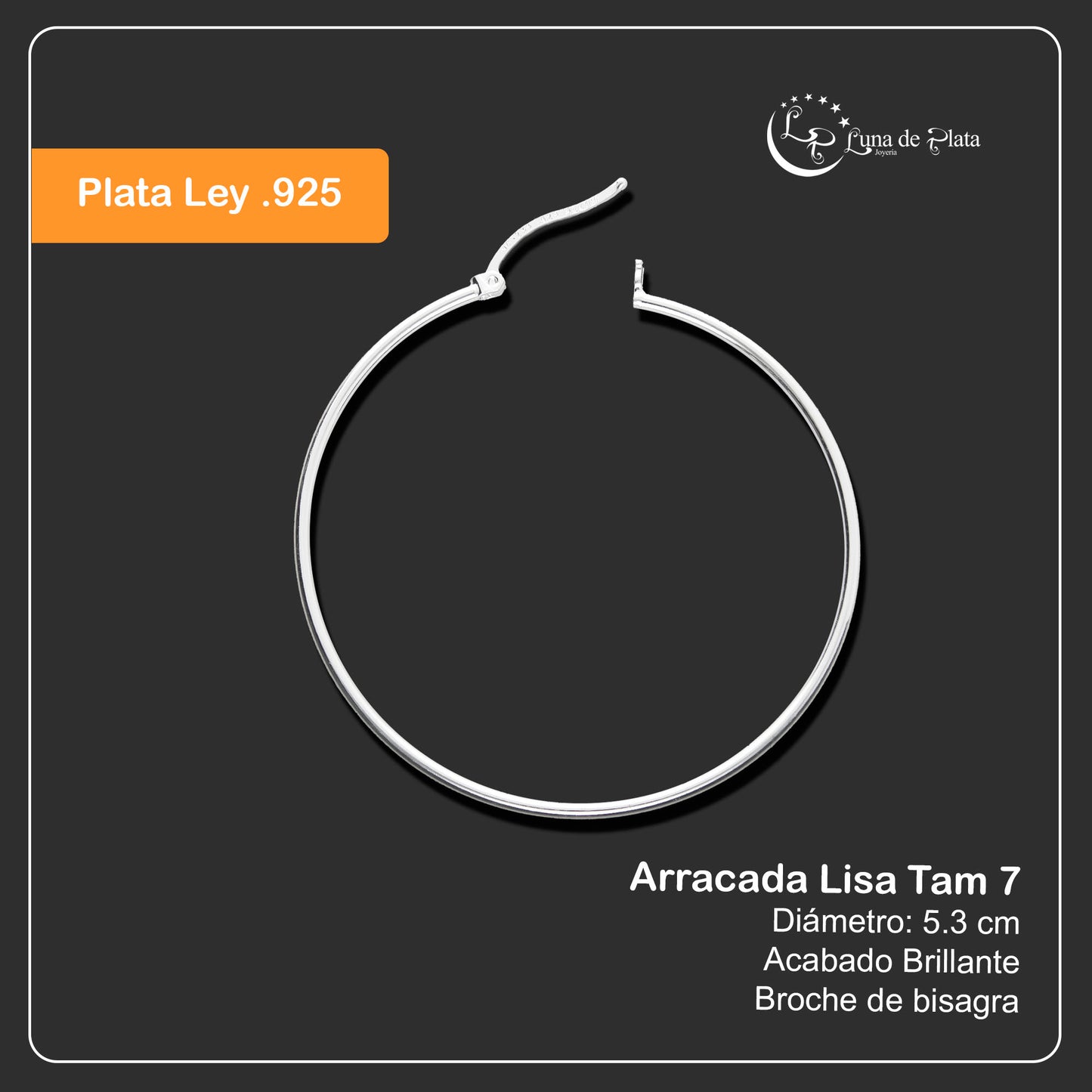 LPAL007 Arracada Lisa Plata .925 Tam 7 53 Mm X 2.2 Taxco Mayoreo MLM919622603