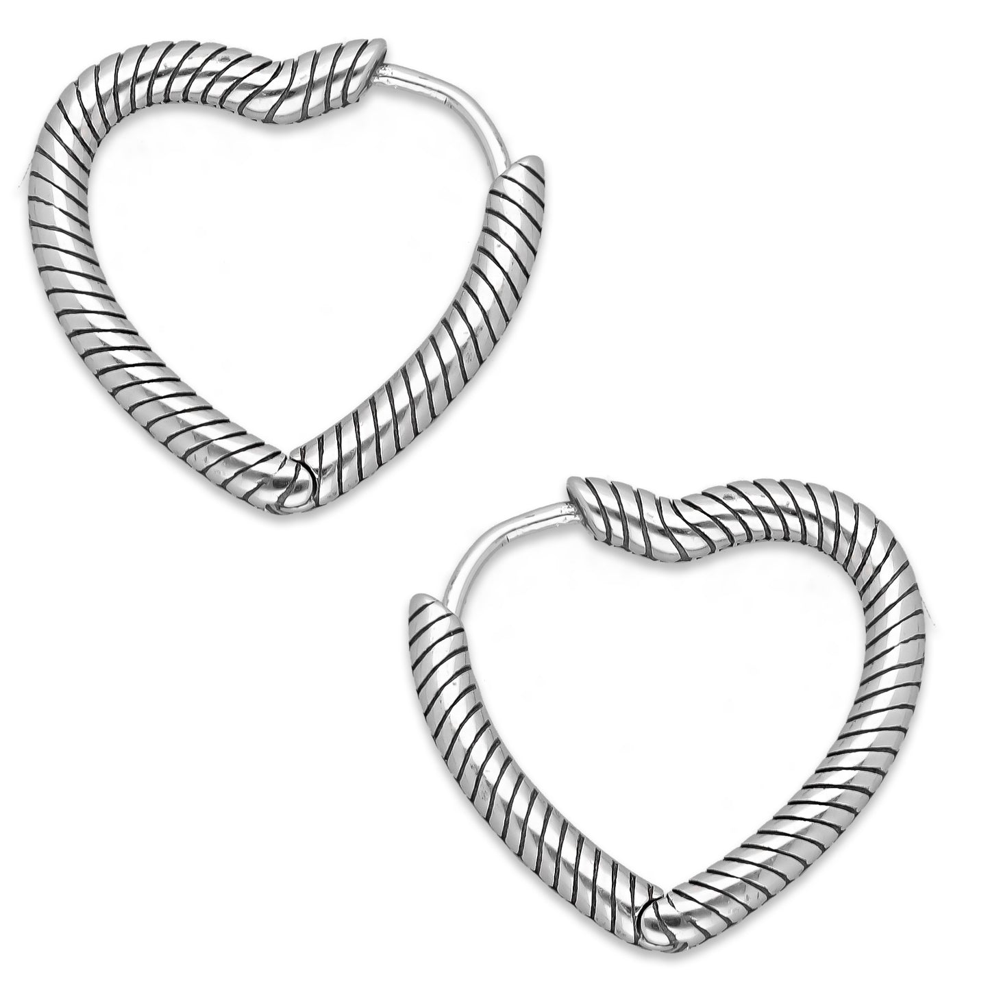 LPAL045 Arracada Lisa Articulada Corazón Espiral 2.3 cm x 2.3 cm Plata .925 3582079496