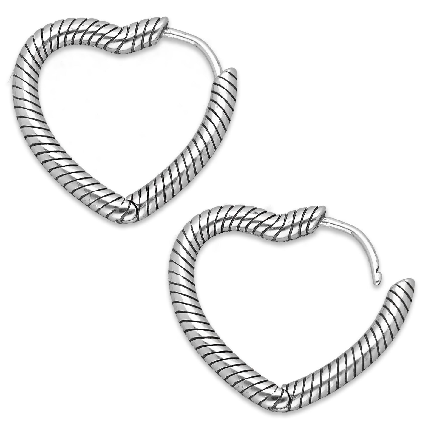 LPAL045 Arracada Lisa Articulada Corazón Espiral 2.3 cm x 2.3 cm Plata .925 3582079496