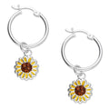 LPYAL006 Arracada Lisa con Colgante 19 mm Girasol Esmalte en Plata .925 5465110708