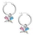 LPYAL008 Arracada Lisa con Colgante 19 mm Mariposa 4 P Multicolor en Plata .925 5465110722