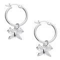 LPYAL009 Arracada Lisa con Colgante 19 mm Mariposa 4 P Blanca en Plata .925 5465072478