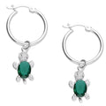 LPYAL011 Arracada Lisa con Colgante 19 mm Tortuga Verde en Plata .925 5465072480