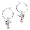 LPYAL012 Arracada Lisa con Colgante 19 mm Colibríes Multicolor en Plata .925 5465198642
