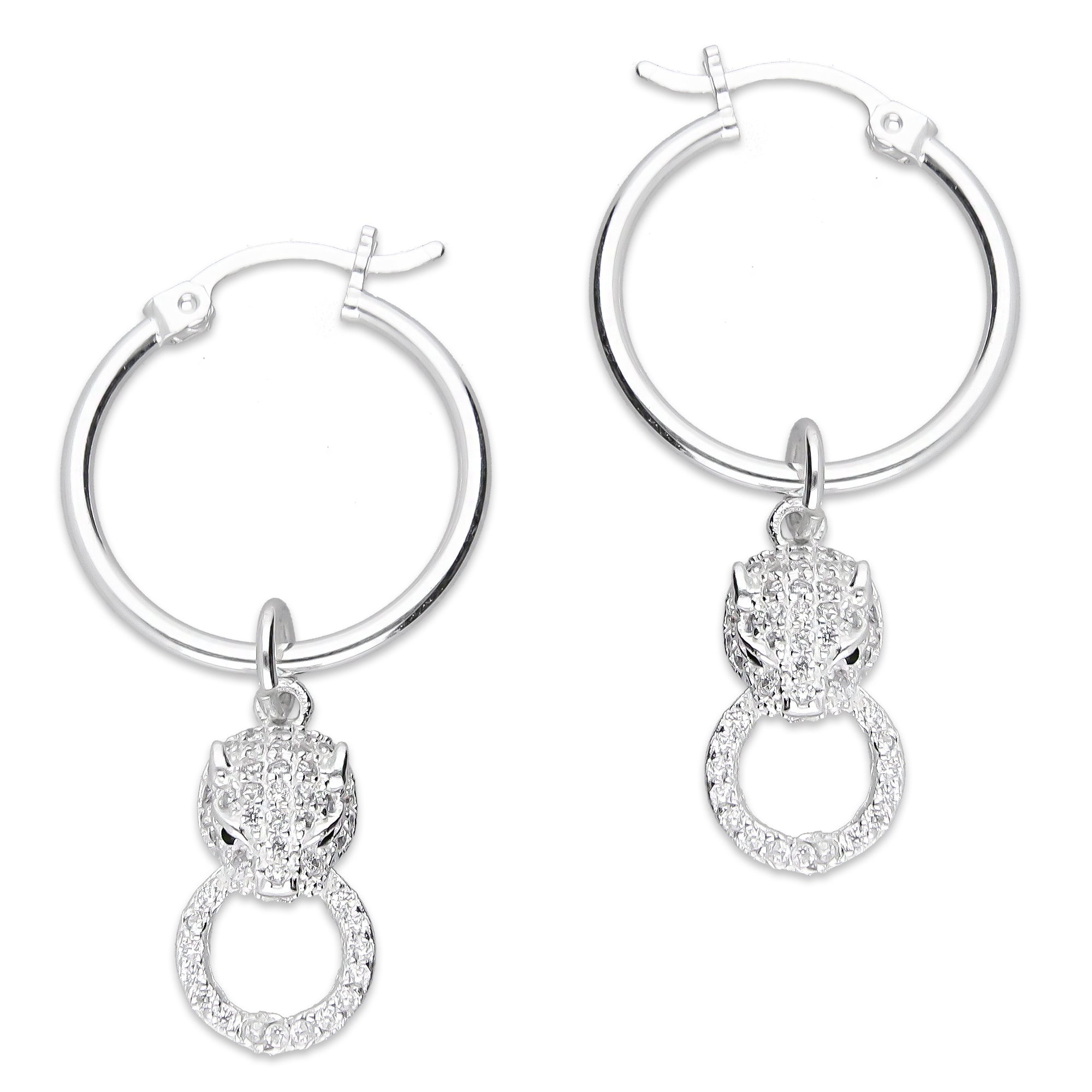 LPYAL015 Arracada Lisa con Colgante 19 mm Jaguar Círculo en Plata .925 5465300206