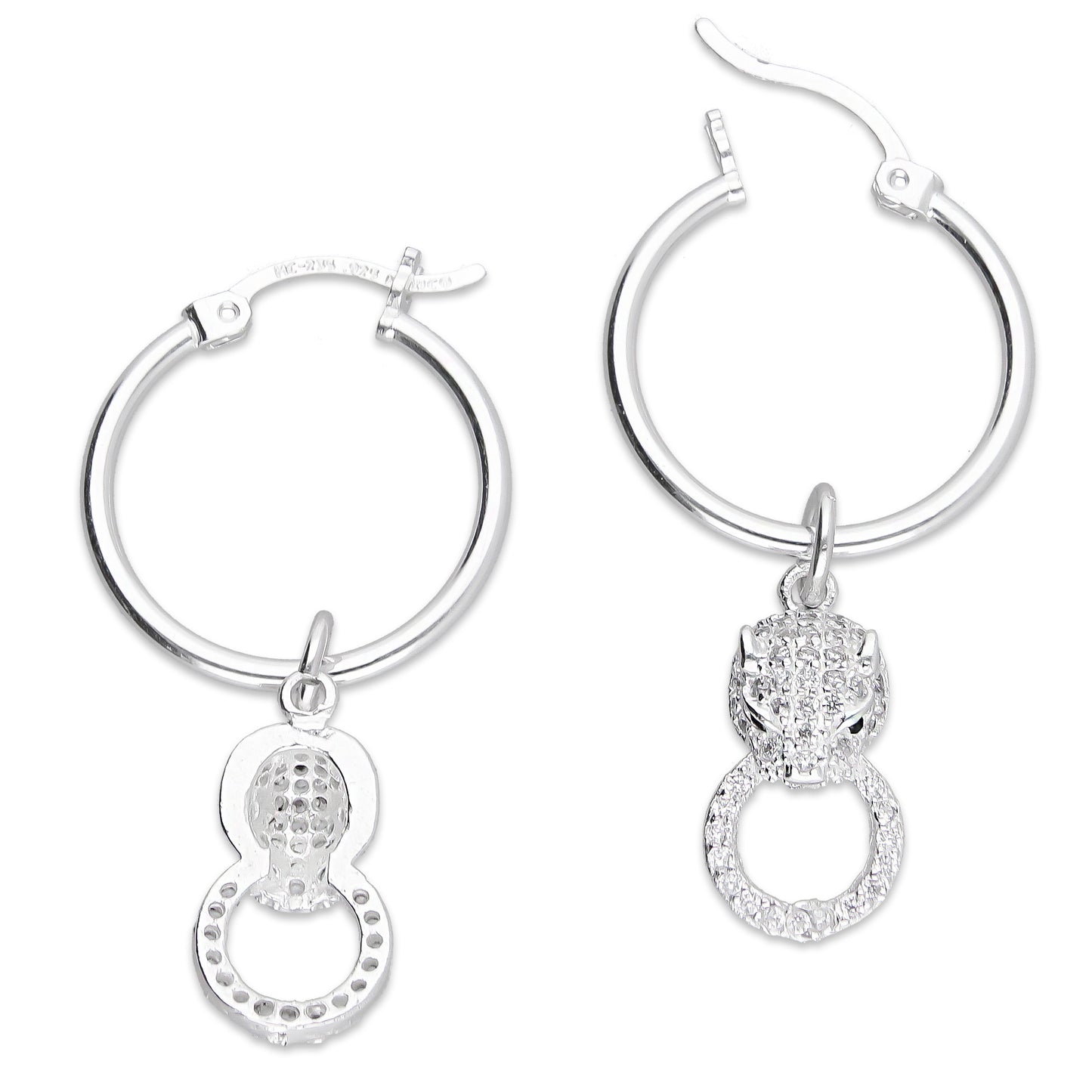 LPYAL015 Arracada Lisa con Colgante 19 mm Jaguar Círculo en Plata .925 5465300206