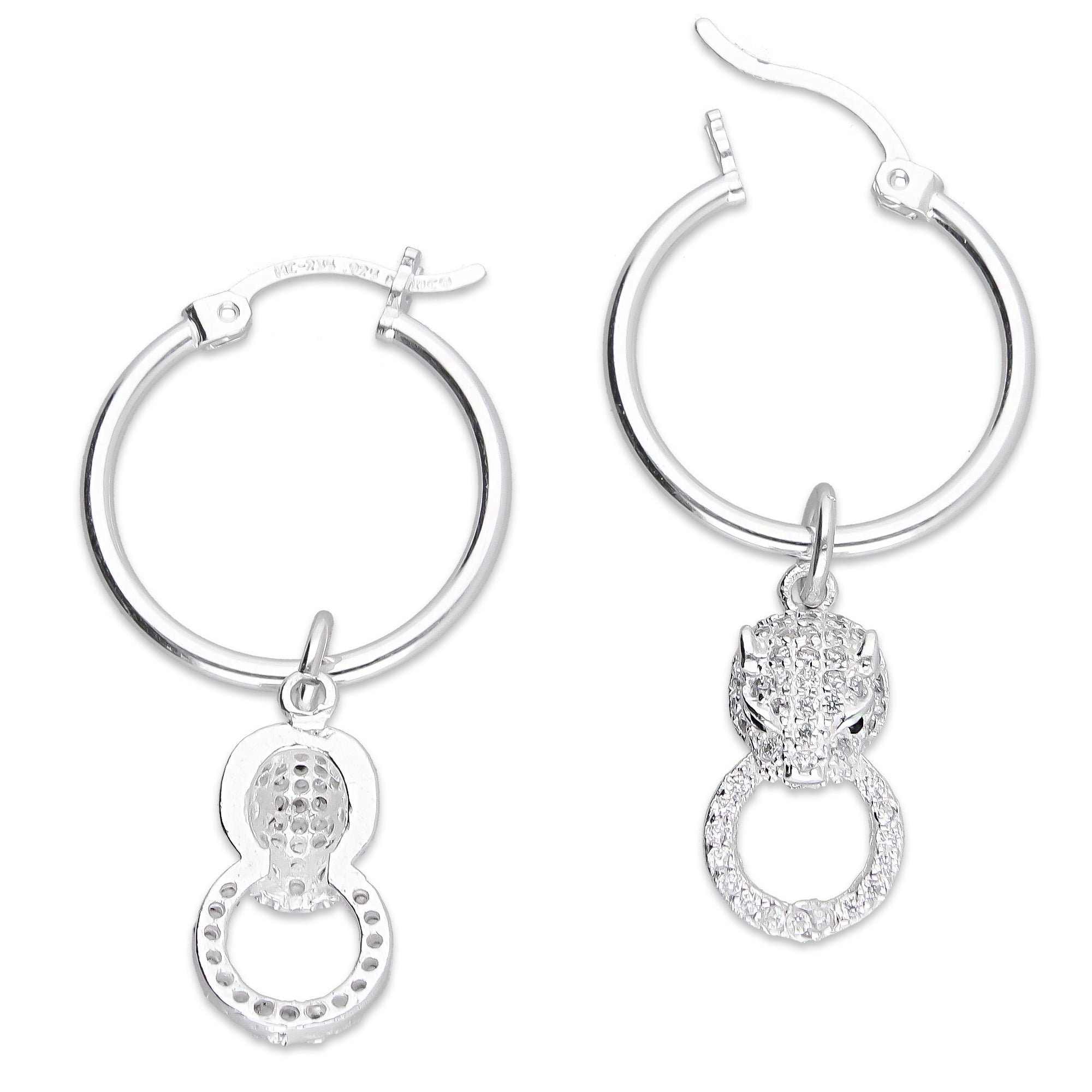 LPYAL015 Arracada Lisa con Colgante 19 mm Jaguar Círculo en Plata .925 5465300206