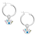LPYAL016 Arracada Lisa con Colgante 19 mm Ojito Pestañas Multicolor en Plata .925 5465110714