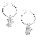 LPYAL017 Arracada Lisa con Colgante 19 mm Osito Estrella en Plata .925 2992932815