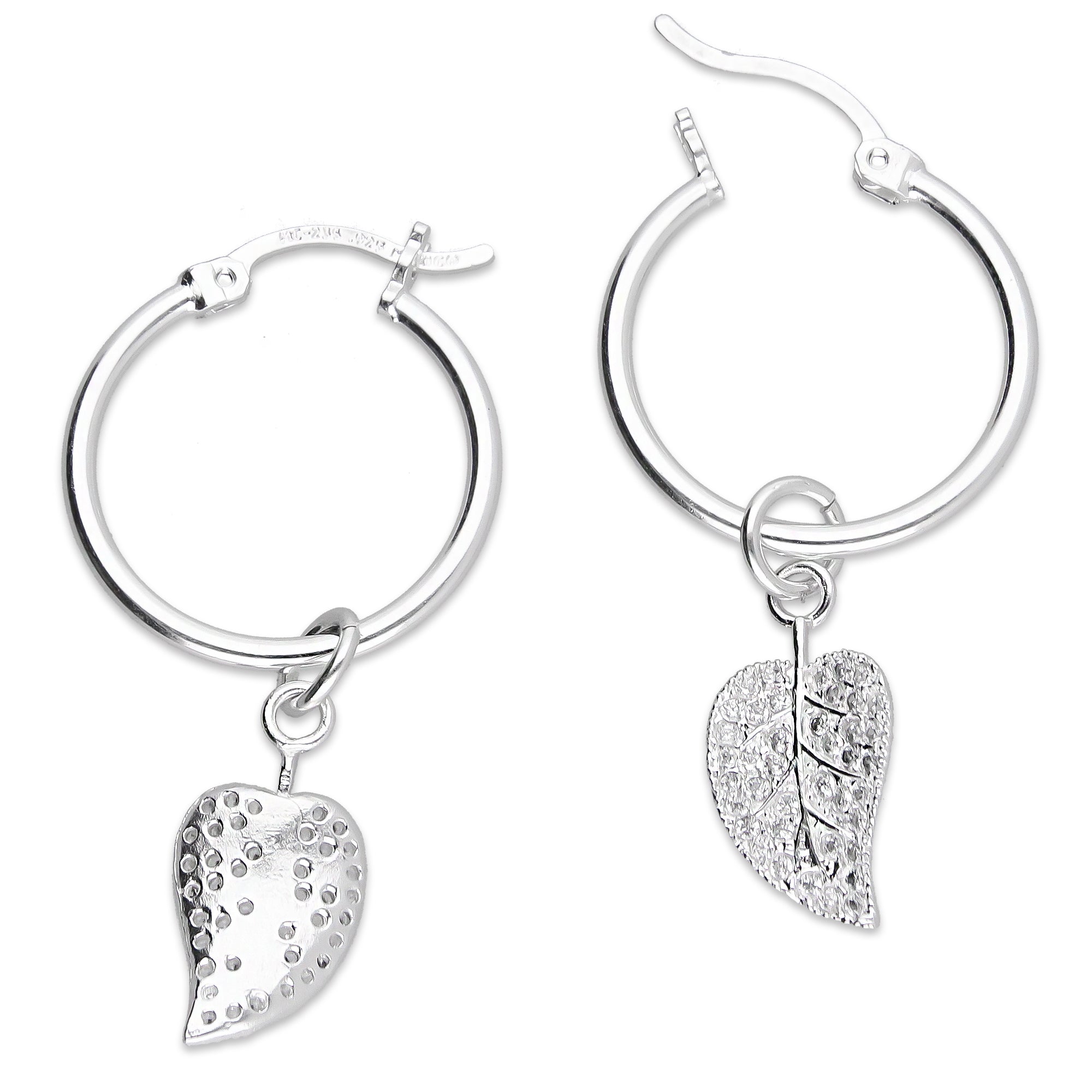 LPYAL018 Arracada Lisa con Colgante 19 mm Hoja con Zirconias en Plata .925 5465300210
