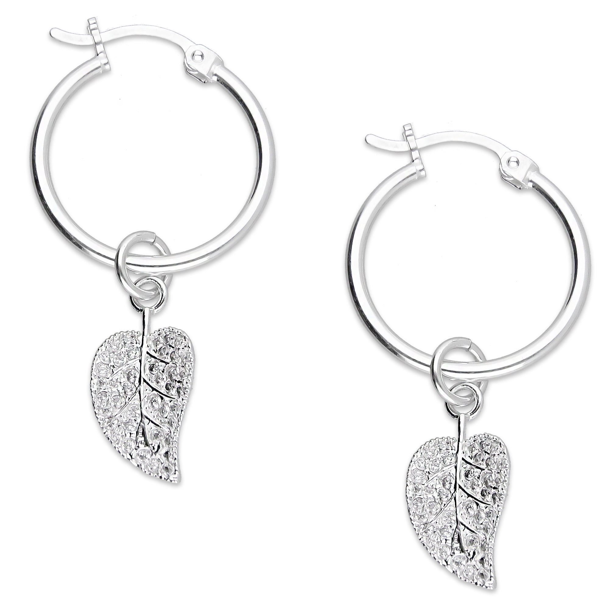 LPYAL018 Arracada Lisa con Colgante 19 mm Hoja con Zirconias en Plata .925 5465300210