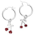 LPYAL020 Arracada Lisa con Colgante 19 mm Cereza Roja en Plata .925 5465198644
