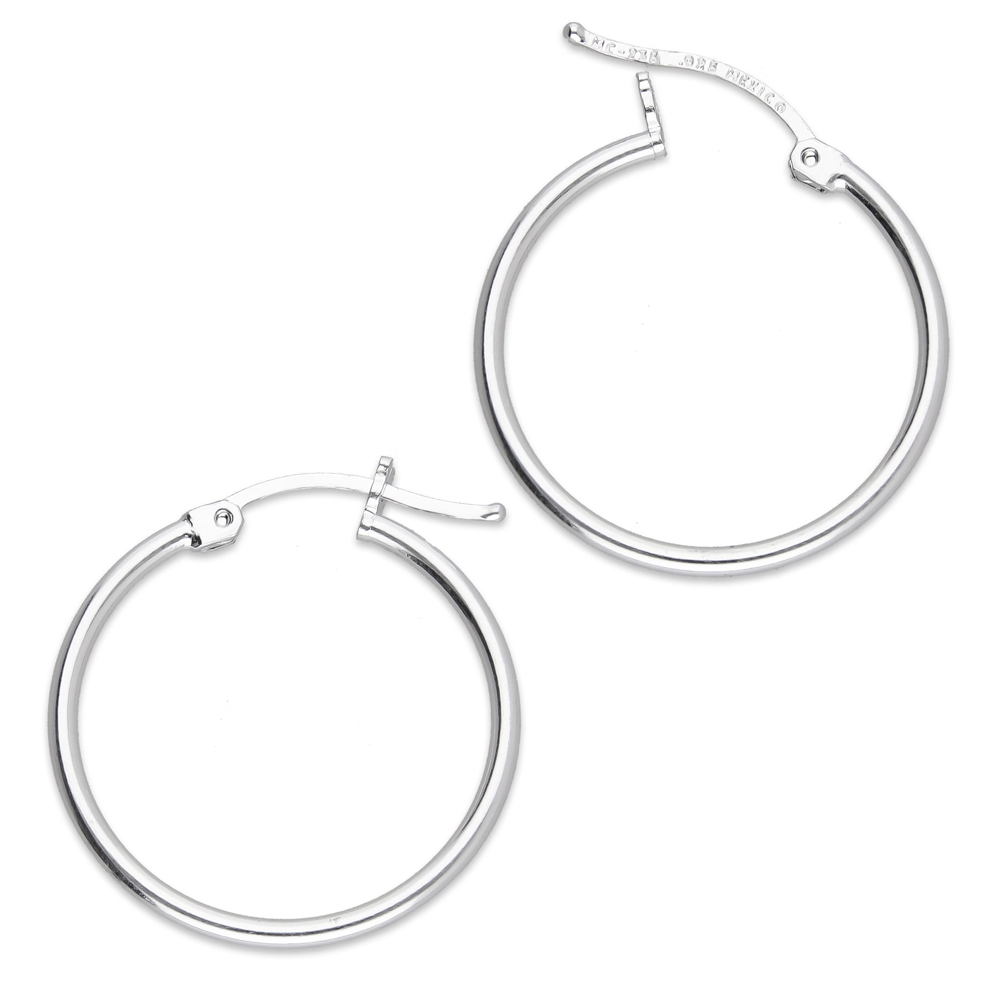 LPAL066 Arracada de Tubo 1.8 mm Lisa Horqueta 2.4 cm Diametro en Plata .925 5570389668