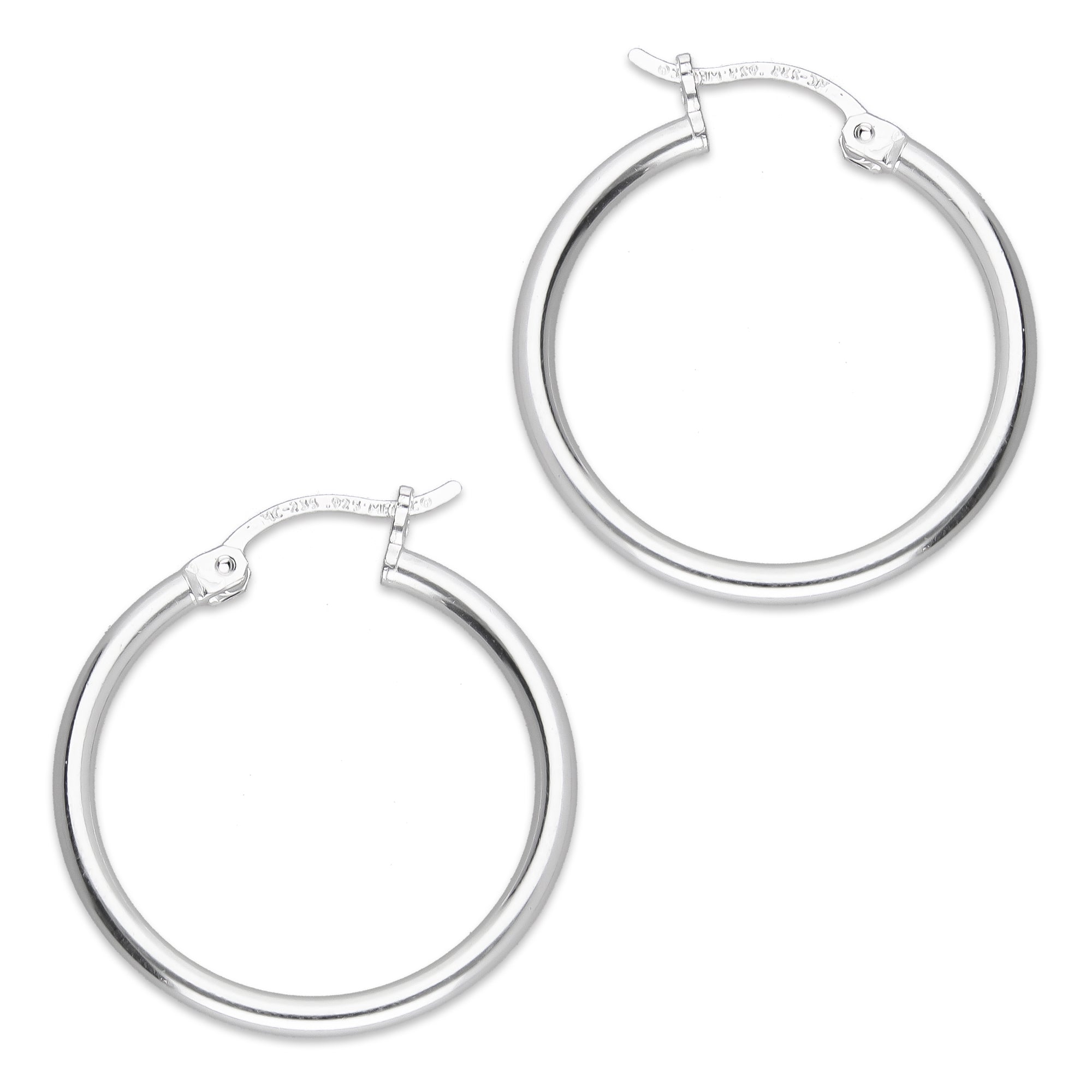 LPAL067 Arracada de Tubo 2 mm Lisa Horqueta 2.4 cm Diametro en Plata .925 5576420880