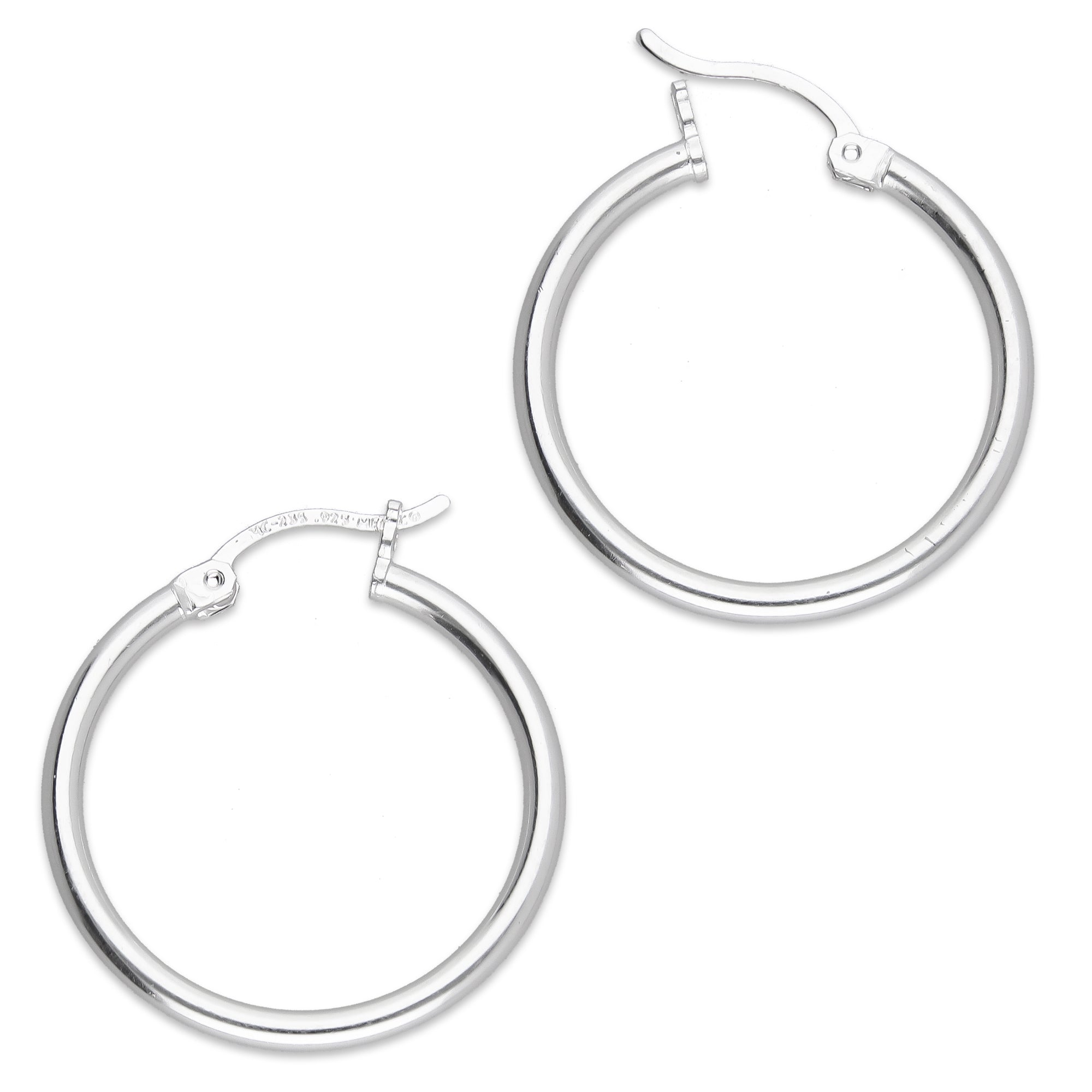 LPAL067 Arracada de Tubo 2 mm Lisa Horqueta 2.4 cm Diametro en Plata .925 5576420880