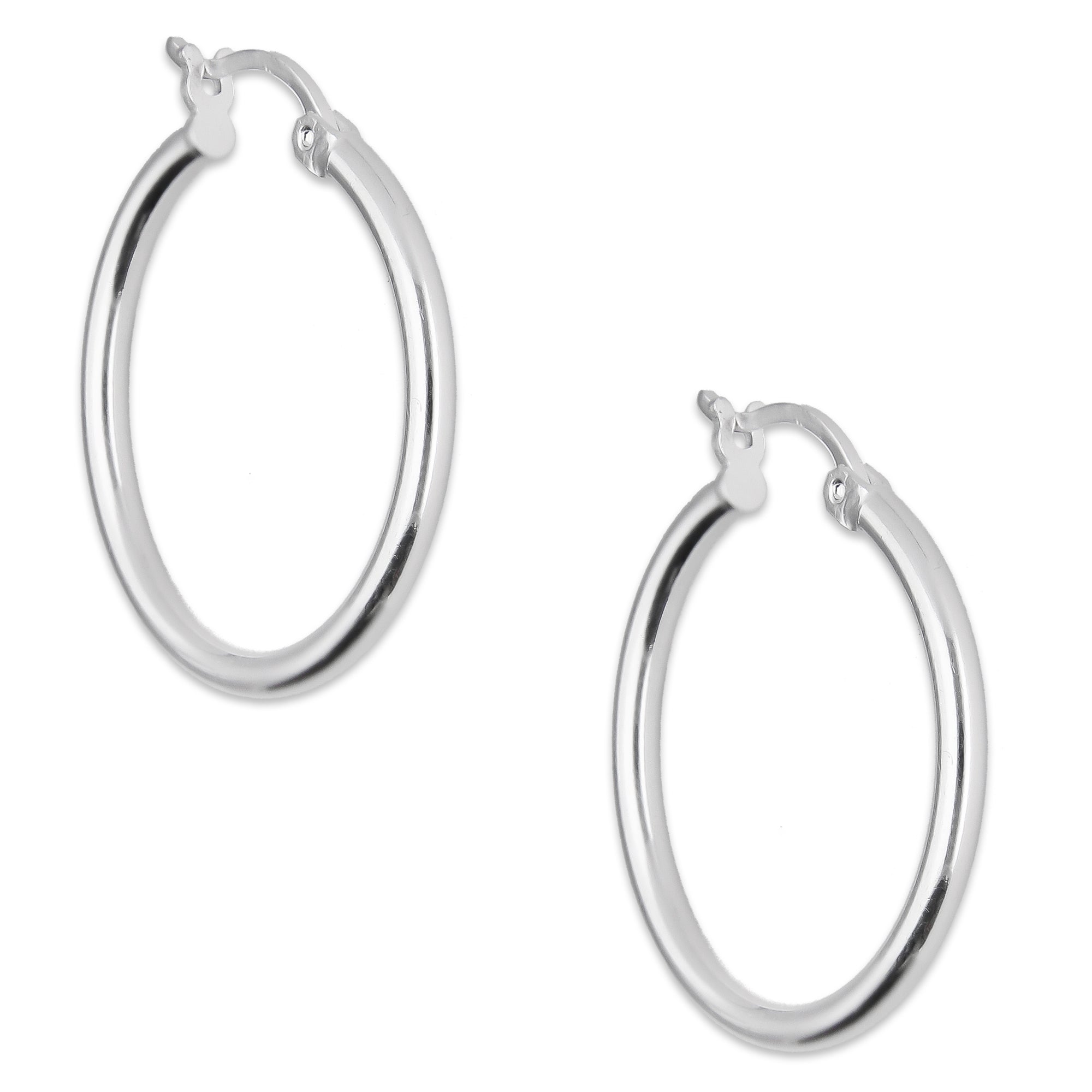 LPAL067 Arracada de Tubo 2 mm Lisa Horqueta 2.4 cm Diametro en Plata .925 5576420880