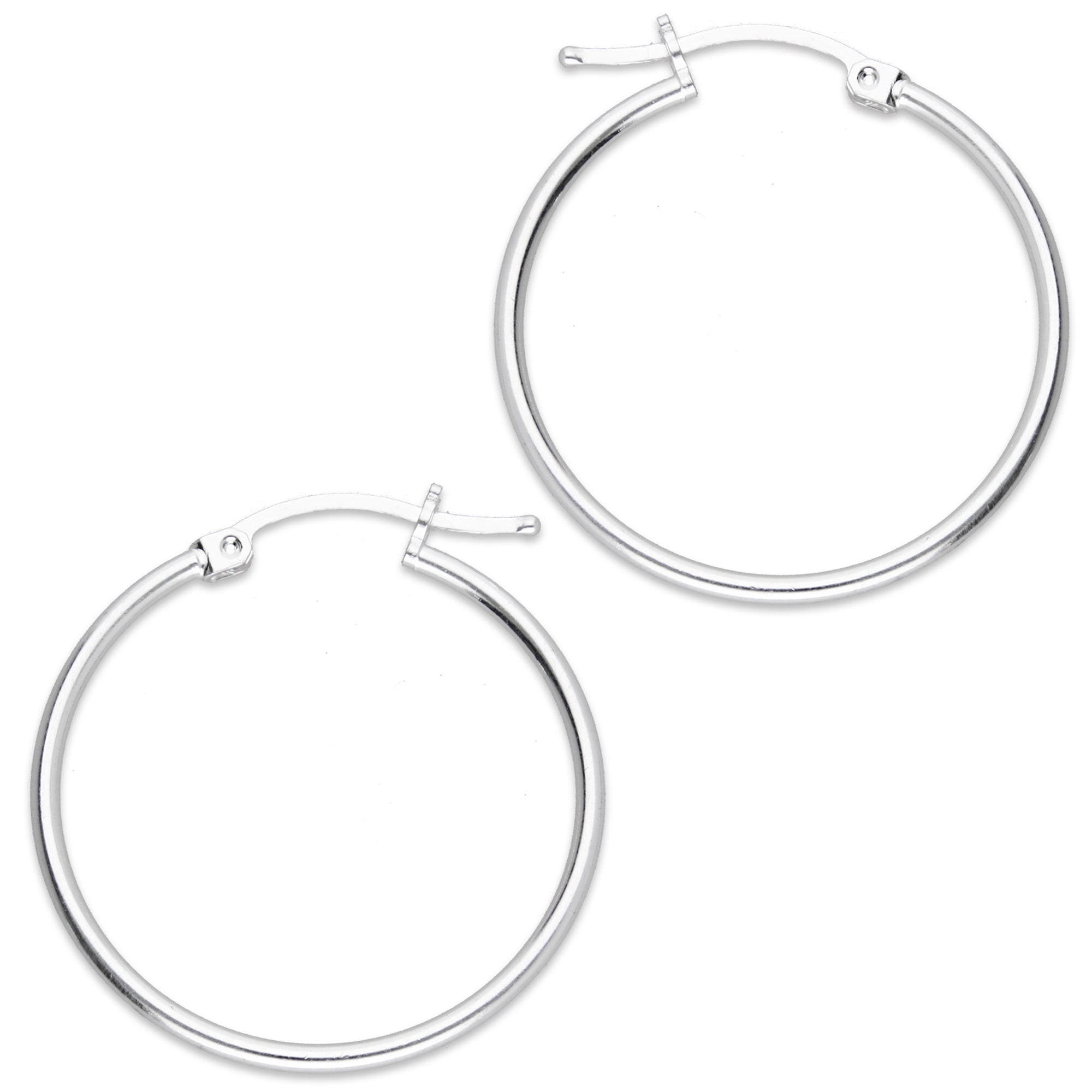 LPAL068 Arracada de Tubo 1.8 mm Lisa Horqueta 2.8 cm Diametro en Plata .925 3049324539