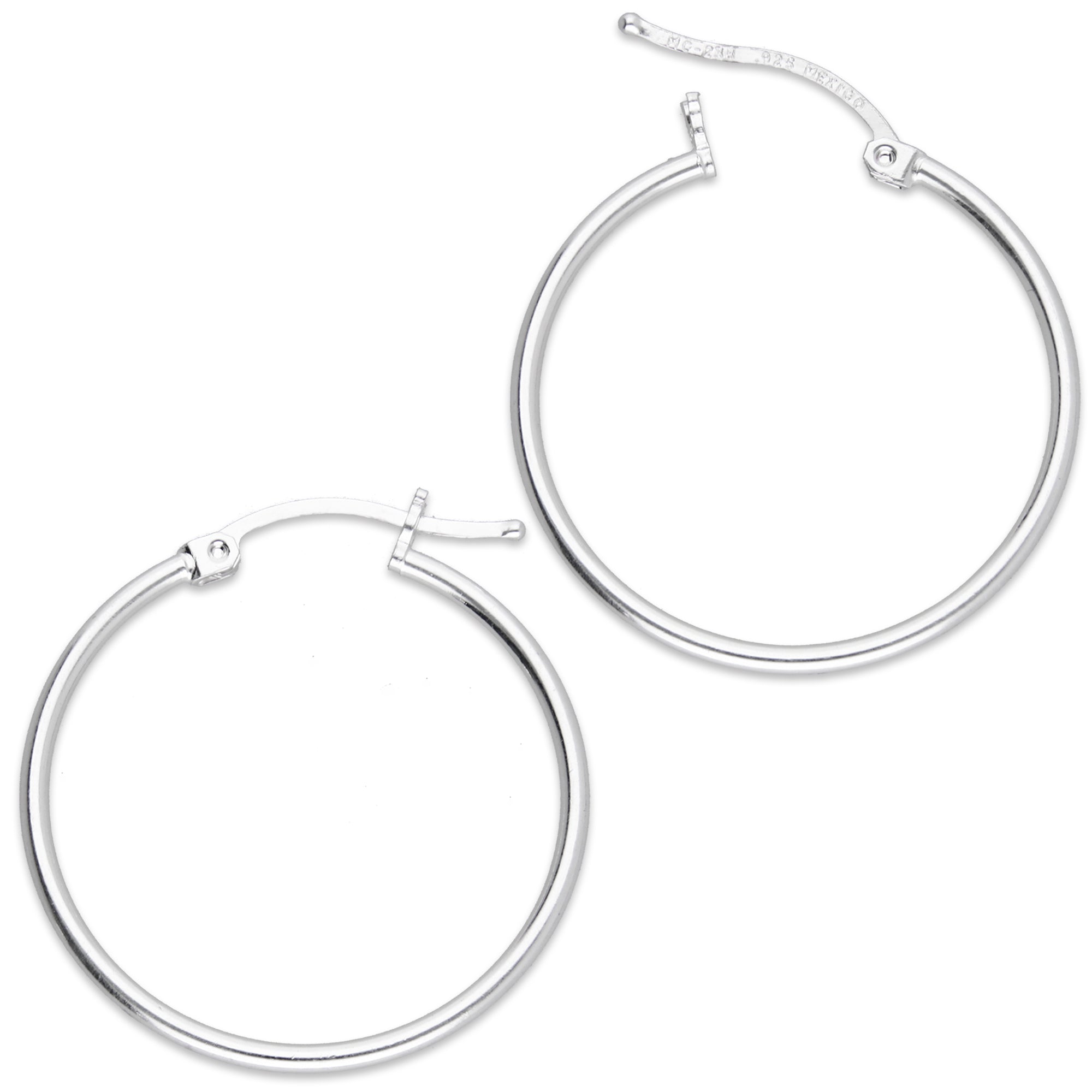 LPAL068 Arracada de Tubo 1.8 mm Lisa Horqueta 2.8 cm Diametro en Plata .925 3049324539