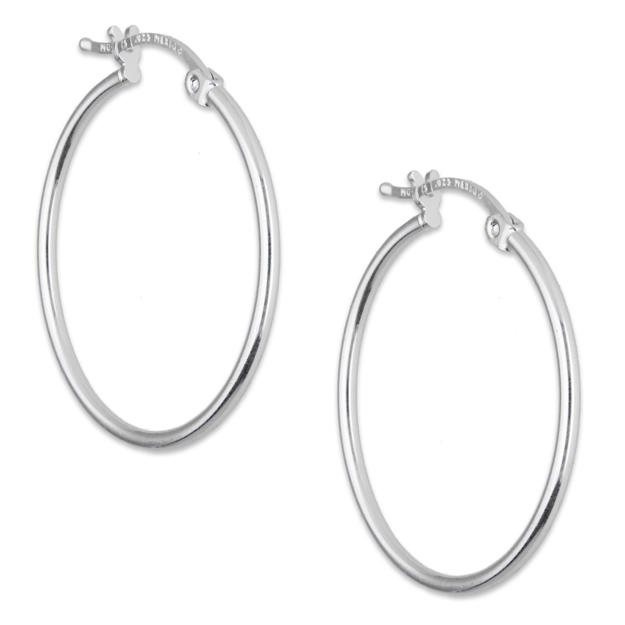 LPAL068 Arracada de Tubo 1.8 mm Lisa Horqueta 2.8 cm Diametro en Plata .925 3049324539