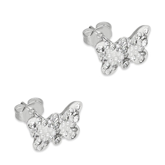 LPAP021 Arete Broquel Mini Perlas Mariposa Plata Ley .925 Taxco 1353228085