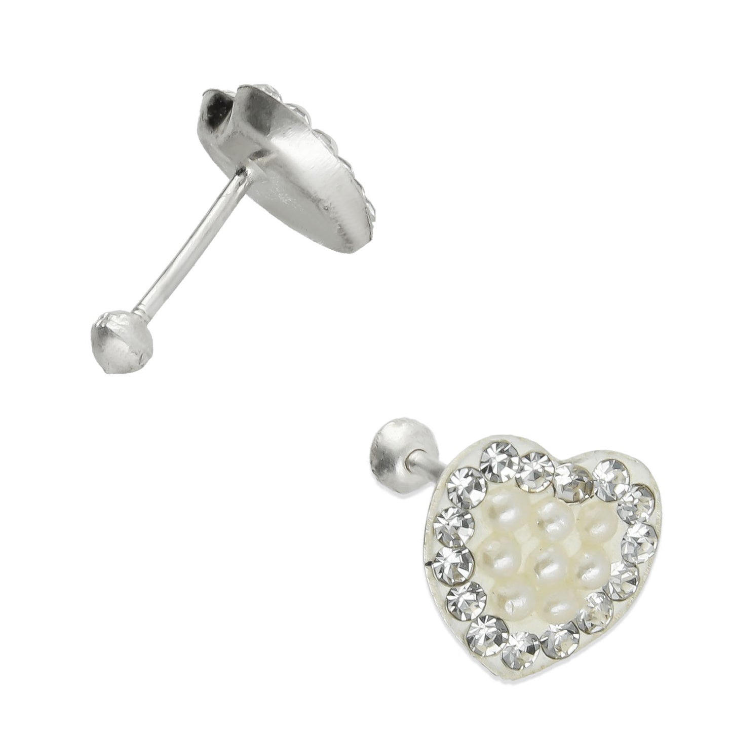 LPAP025 Arete Broquel Mini Perlas Corazón Plata Ley .925 Taxco 1353174804