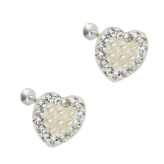 LPAP025 Arete Broquel Mini Perlas Corazón Plata Ley .925 Taxco 1353174804