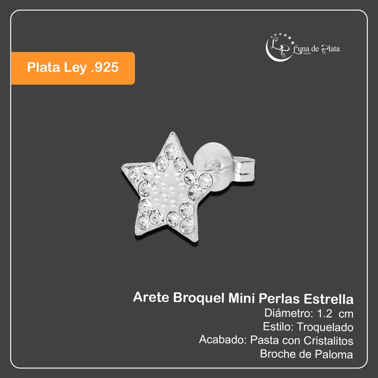 LPAP026 Arete Broquel Mini Perlas Estrella Plata Ley .925 Taxco 1353259546