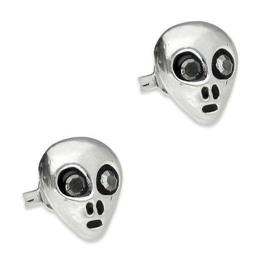 LPAP031 Aretes Broquel Alien Plata .925 Taxco 1357696686