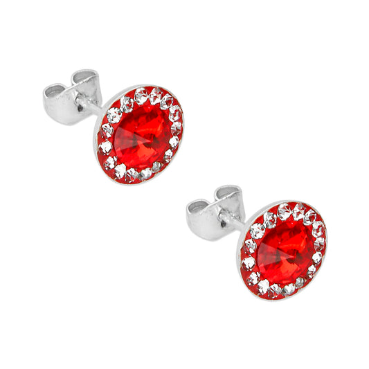 LPAP060 Arete Broquel Disco C Rojo OB en Plata .925 Taxco 1991666533