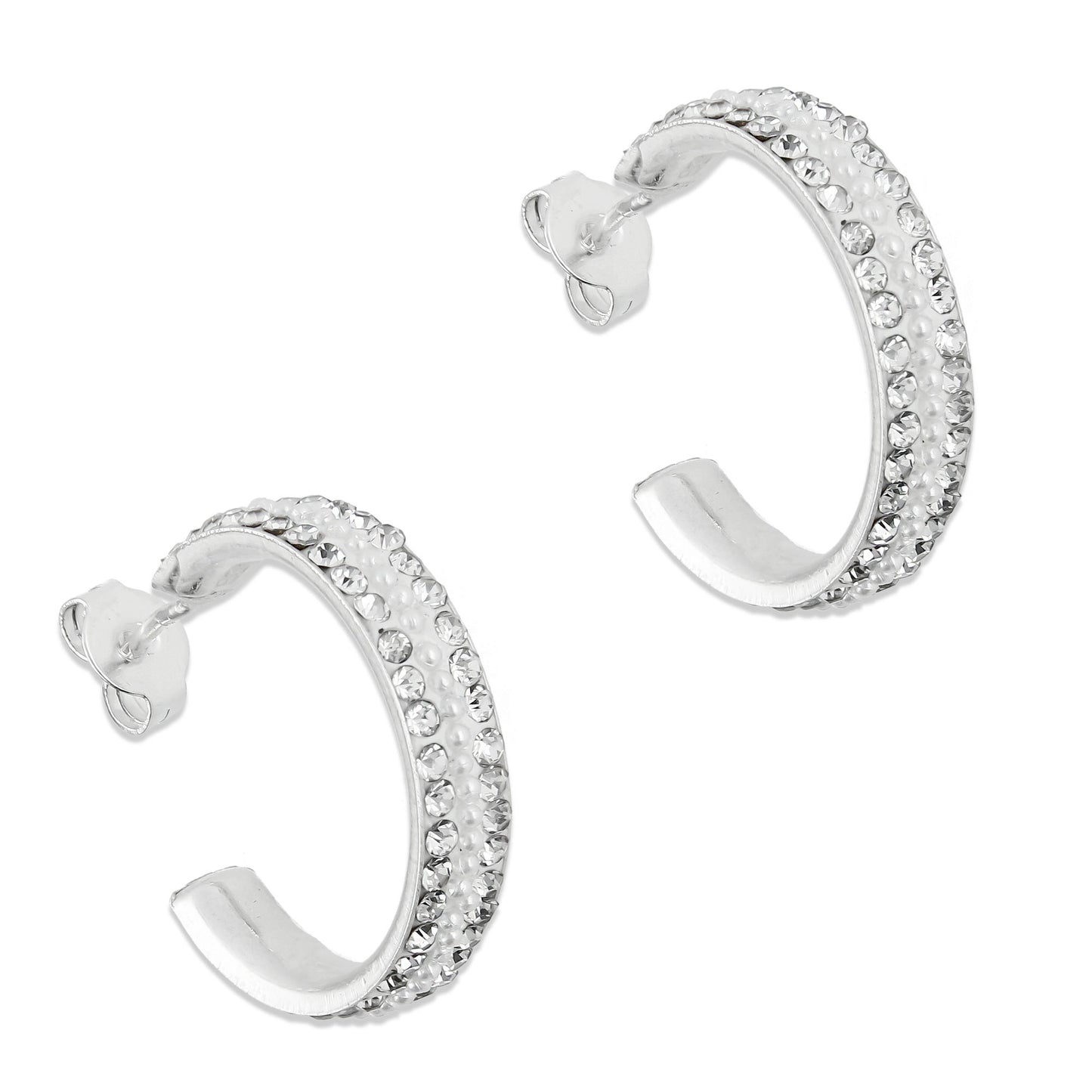 LPAP070 Arracada Poste 5 mm Blanca P Cristalitos Plata .925 Taxco 2878539180