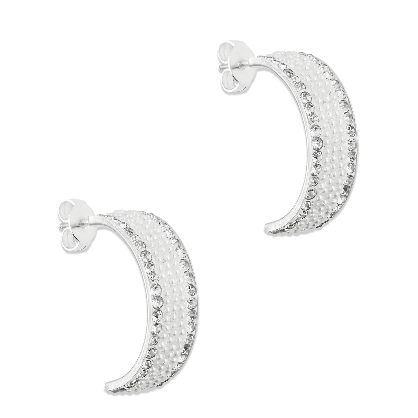 LPAP074 Arracada Poste 7 mm Blanca P Cristalitos Plata .925 Taxco 2020525431