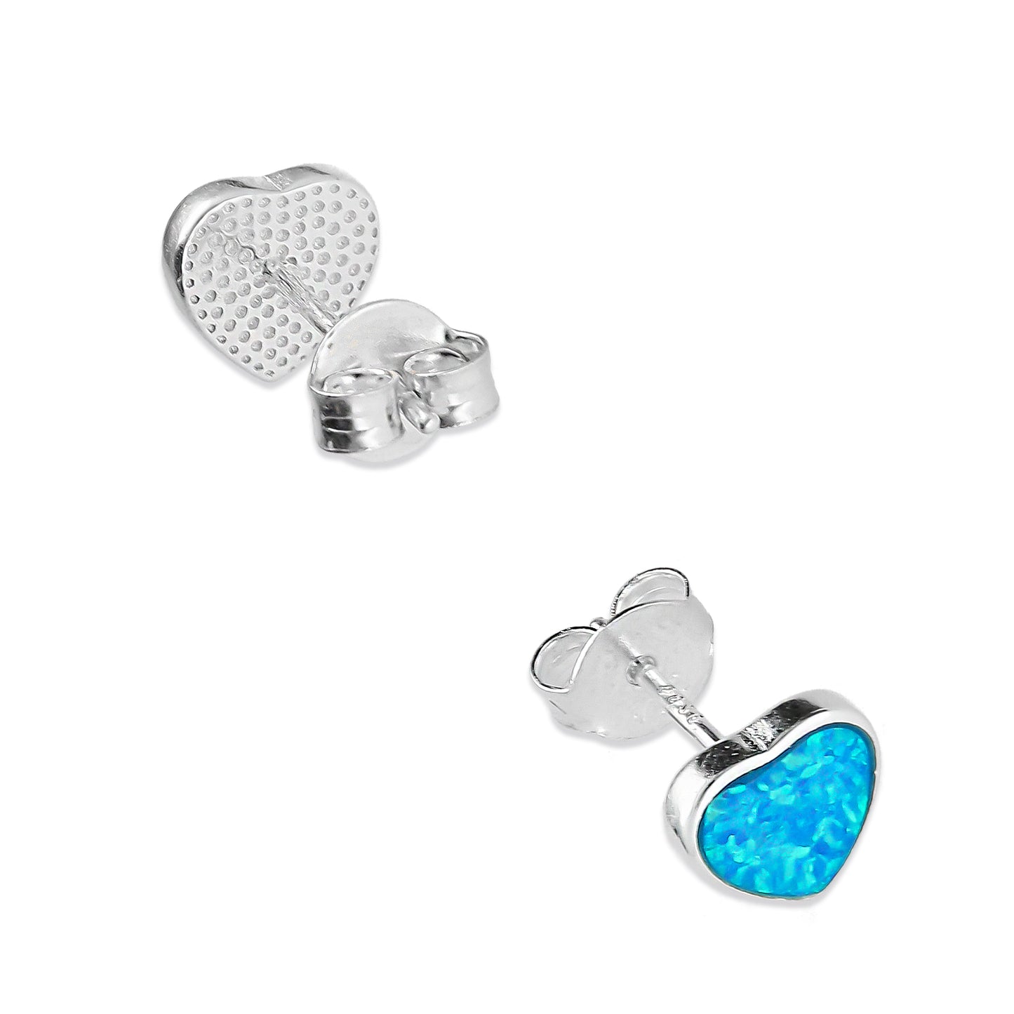 LPAP082 Arete Broquel Corazón Ópalo Natural Azul Plata .925 Taxco 2040155157