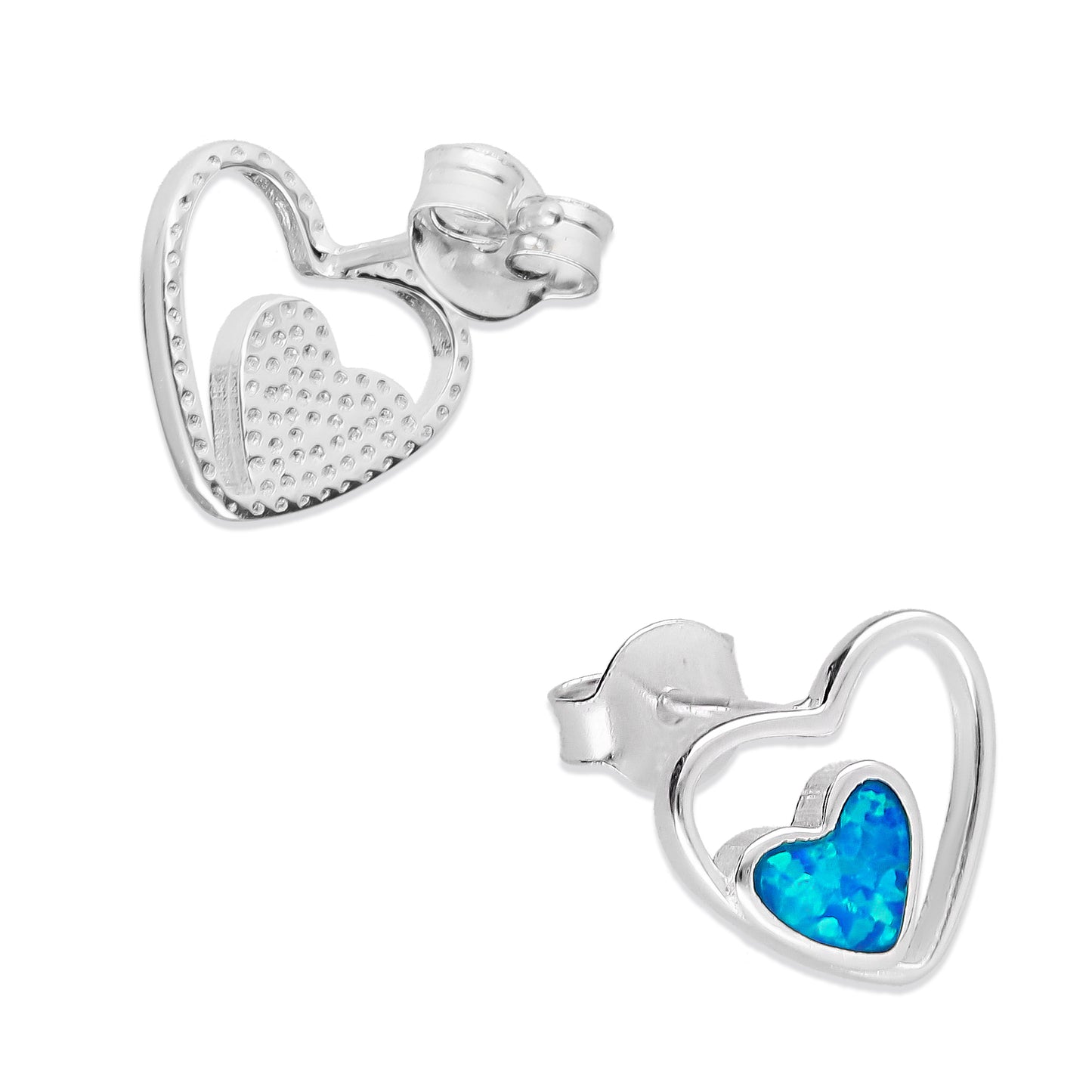 LPAP083 Arete Broquel Corazón Soul Ópalo Azul Plata .925 Taxco 2040155711