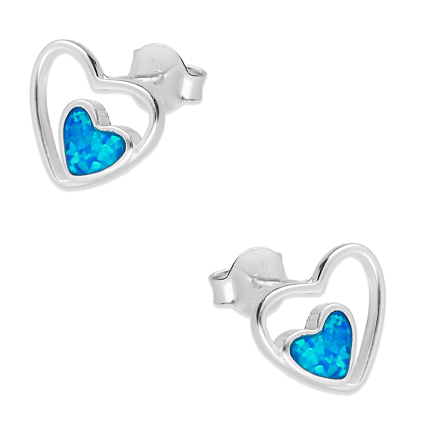 LPAP083 Arete Broquel Corazón Soul Ópalo Azul Plata .925 Taxco 2040155711