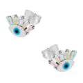 LPAP085 Arete Broquel Ojito Turco Pestañas Multi Plata .925 Taxco 3125960324