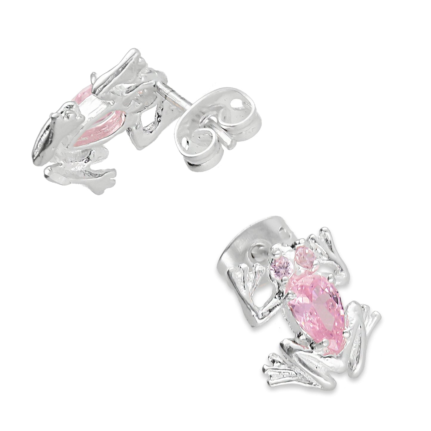 LPAP087 Arete Broquel Ranas Zen ROSA Plata .925 Taxco 3125884714